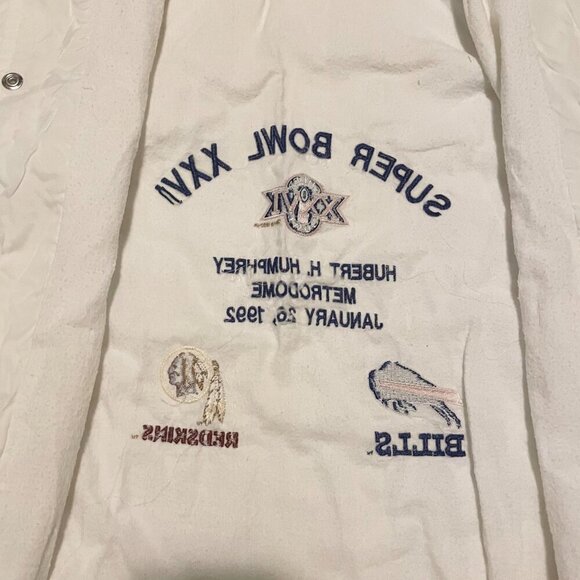 Vintage NFL Super Bowl XXVI 26 1992 Lined Jacket Mens Large Bills Redskins - Picture 10 of 16